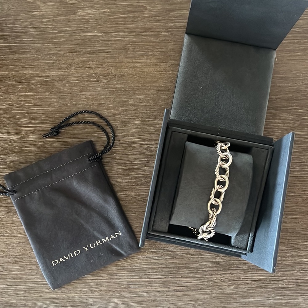 David Yurman Oval Link Chain Bracelet in Sterling Silver AUTHENTIC with box
